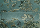 Traditional Floral Blue and Beige 8X10 Antique Style Hand Knotted Wool Rug