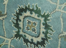 Traditional Floral Blue and Beige 8X10 Antique Style Hand Knotted Wool Rug