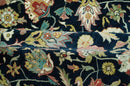 Traditional Floral Blue and Ivory Fine Hand Knotted 9x12 wool area rug