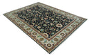 Traditional Floral Blue and Ivory Fine Hand Knotted 9x12 wool area rug