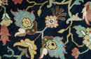 Traditional Floral Blue and Ivory Fine Hand Knotted 9x12 wool area rug