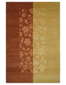 Traditional Floral Brown and Gold Hand knotted 4x6 wool Area Rug