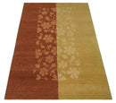 Traditional Floral Brown and Gold Hand knotted 4x6 wool Area Rug