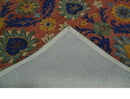 Traditional Floral Colorful dark Peach, Blue and Green 6x6 Round, 8x10 and 2.6x8 Hand Tufted wool Area Rug