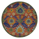 Traditional Floral Colorful dark Peach, Blue and Green 6x6 Round, 8x10 and 2.6x8 Hand Tufted wool Area Rug