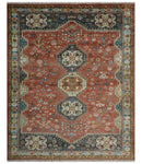 Traditional floral Rust, Charcoal and Beige Mamluk design 8x10 wool Area Rug
