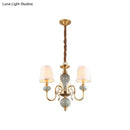 DecorBites™ Traditional Gold Chandelier with 3 Tapered Fabric Shades - Ideal for Dining Room Ceiling Light