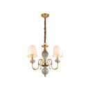 DecorBites™ Traditional Gold Chandelier with 3 Tapered Fabric Shades - Ideal for Dining Room Ceiling Light