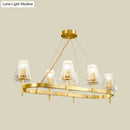 Traditional gold crystal island pendant light dining room