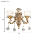 Traditional gold crystal wall sconce e12 restaurant wall lighting
