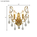Traditional gold metal candle wall lamp living room crystal sconce