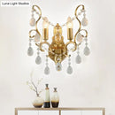 Traditional gold metal candle wall lamp living room crystal sconce