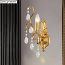 Traditional gold metal candle wall lamp living room crystal sconce