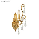 Traditional gold metal candle wall lamp living room crystal sconce