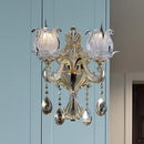 DecorBites™ Traditional Gold Semi-Open Flower Frosted Glass Sconce for Living Room Wall.