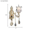 DecorBites™ Traditional Gold Semi-Open Flower Frosted Glass Sconce for Living Room Wall.