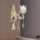 DecorBites™ Traditional Gold Semi-Open Flower Frosted Glass Sconce for Living Room Wall.