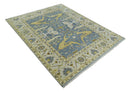 Traditional Hand Knotted 8x10 Oriental Oushak Silver, Ivory and Beige Wool Area Rug | TRDCP1168810