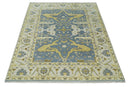 Traditional Hand Knotted 8x10 Oriental Oushak Silver, Ivory and Beige Wool Area Rug | TRDCP1168810
