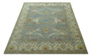 Traditional Hand Knotted Silver and Ivory 8x10 Oriental Oushak wool area rug