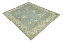 Traditional Hand Knotted Silver and Ivory 8x10 Oriental Oushak wool area rug