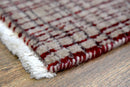 Ivory and Maroon Modern Style Hand Knotted 2x3 Wool Area Rug