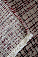 Ivory and Maroon Modern Style Hand Knotted 2x3 Wool Area Rug