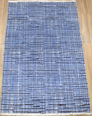 Modern Style Blue and Ivory Hand Knotted Wool 2x3 Area Rug