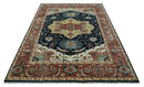 Traditional Heriz Blue, Beige and Rust Fine Hand Knotted 9x12 wool area rug