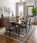 Traditional Heriz Blue, silver, Charcoal and Ivory Hand Knotted  wool Area Rug