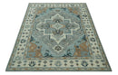 Traditional Heriz Gray and Ivory 7x9 and 8x10 Floral Hand Knotted wool Area Rug