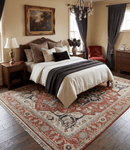 Traditional Heriz Rust And Beige Hand Knotted Wool Area Rug