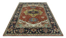 Traditional Heriz Rust and Blue Fine Hand Knotted 9x12 wool area rug