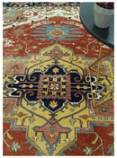 Traditional Heriz Rust and Blue Fine Hand Knotted 9x12 wool area rug