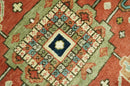 Traditional Heriz Rust, Ivory and Blue 8x10 fine Hand Knotted wool area rug