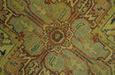 Traditional Heriz Vintage Style Fine Hand Knotted Gold, Blue and Rust Wool area Rug