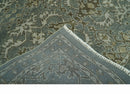 Traditional Ikat large Design Gray, Silver and Olive 8x10 Hand Knotted wool area rug