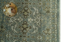 Traditional Ikat large Design Gray, Silver and Olive 8x10 Hand Knotted wool area rug