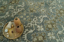 Traditional Ikat large Design Gray, Silver and Olive 8x10 Hand Knotted wool area rug