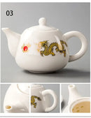 Traditional ink illustration dehua clay tea set dining room teaware