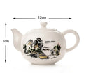 Traditional ink illustration dehua clay tea set dining room teaware