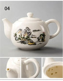 Traditional ink illustration dehua clay tea set dining room teaware