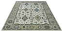 Traditional Ivory and Beige Hand Knotted Oriental Oushak Wool Area Rug