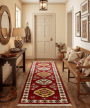 Traditional Kazak Red and Ivory Hand Knotted Wool 2x7 Area Rug