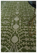 Traditional Khotan Design Hand knotted Green and Ivory 8x10 wool Area Rug