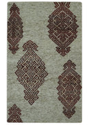Traditional Large design 5x8 Olive, Silver and Brown Hand knotted wool area rug