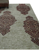 Traditional Large design 5x8 Olive, Silver and Brown Hand knotted wool area rug
