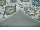 Traditional Large Design Ivory, Blue and Beige Hand Tufted Custom Made wool area Rug