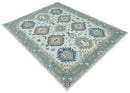 Traditional Large Design Ivory, Blue and Beige Hand Tufted Custom Made wool area Rug