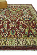 Traditional Large Design Maroon and Green Hand Knotted 8x10 wool area rug